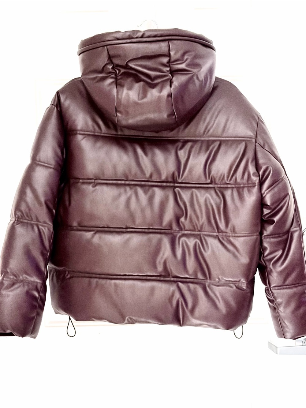 Zara Burgundy Faux Leather Puffer Jacket